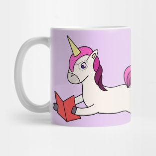 Unicorn wearing glasses and reading Mug